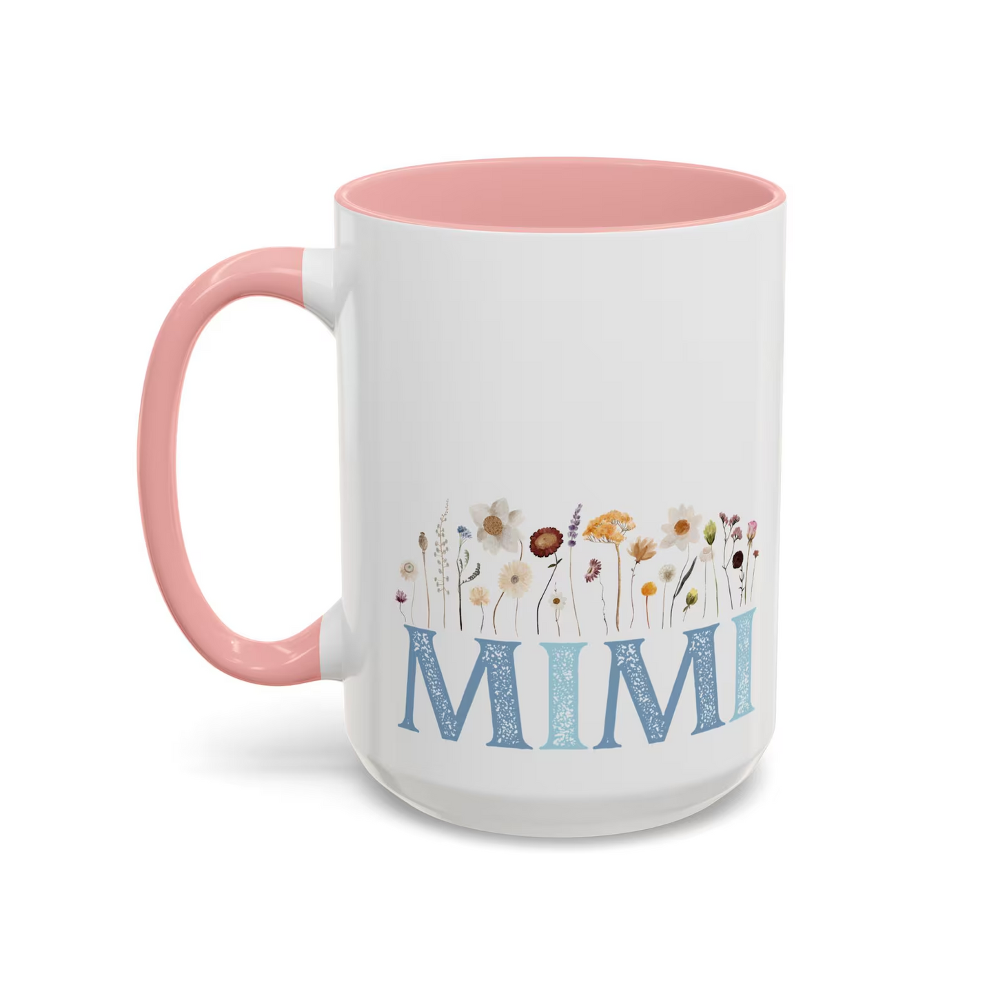 Mimi Accent Mug with Flowers, Grandma Gift, Mother's Day Present, Floral Coffee Cup, Personalized Tea Mug, Ceramic Drinkware