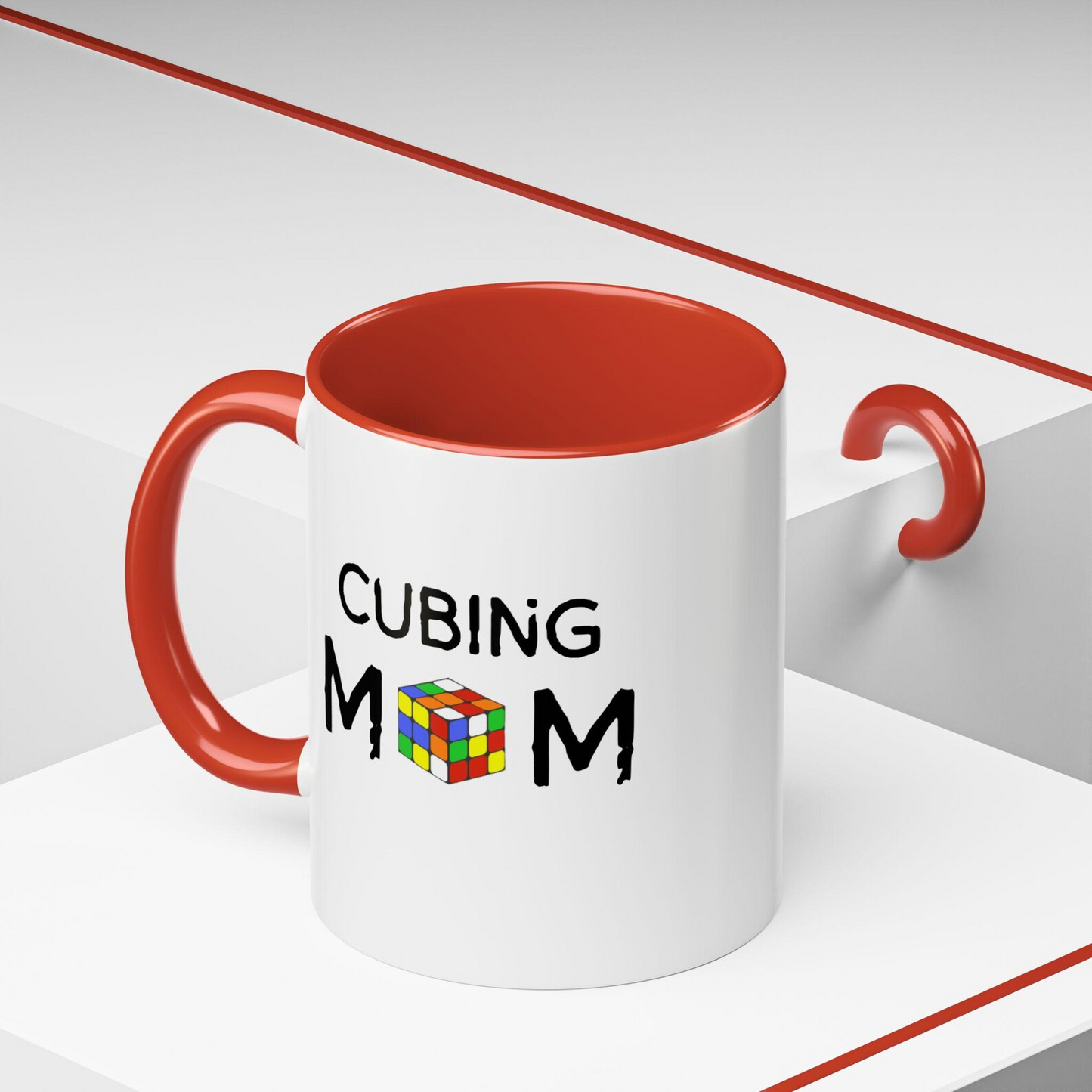 Cubing Mom Accent Coffee Mug, Perfect Gift for Puzzle Lovers, Unique Mother's Day Present, Fun Office Mug, Coffee Lovers Gift