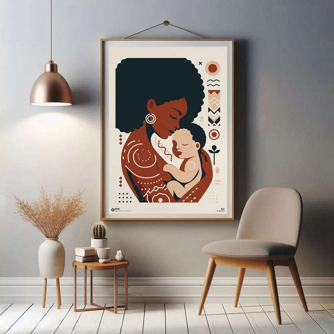 Abstract Art of Motherhood Poster. Abstract Mom Baby Poster. Modern Home Decoration. Minimal Motherly Love Poster. Mother Love Art