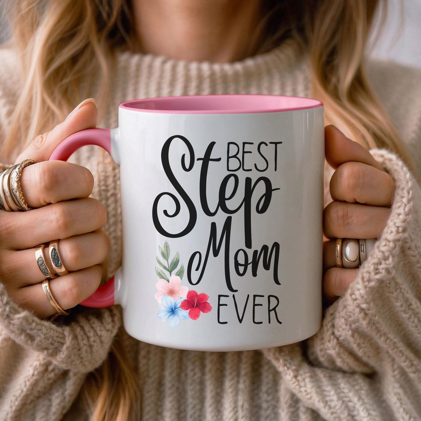 Best Step Mom Ever Coffee Mug, Perfect Gift for Step Moms, Floral Accent Mug for Mother's Day, Gift for Bonus Mom Birthday, Stepmom gift