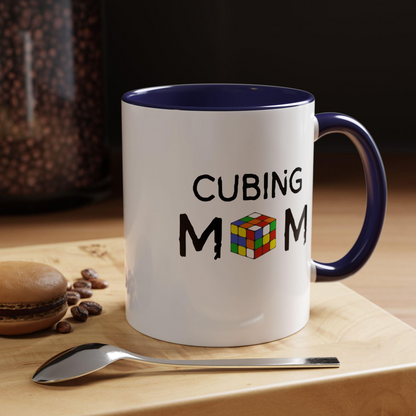 Cubing Mom Accent Coffee Mug, Perfect Gift for Puzzle Lovers, Unique Mother's Day Present, Fun Office Mug, Coffee Lovers Gift