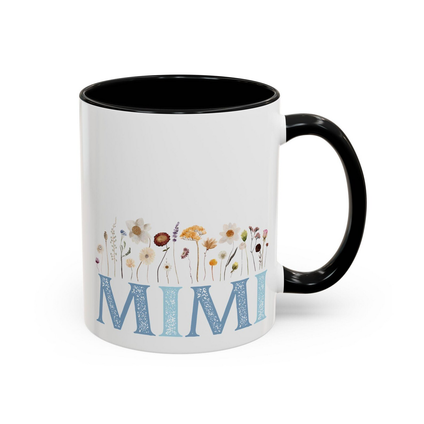 Mimi Accent Mug with Flowers, Grandma Gift, Mother's Day Present, Floral Coffee Cup, Personalized Tea Mug, Ceramic Drinkware