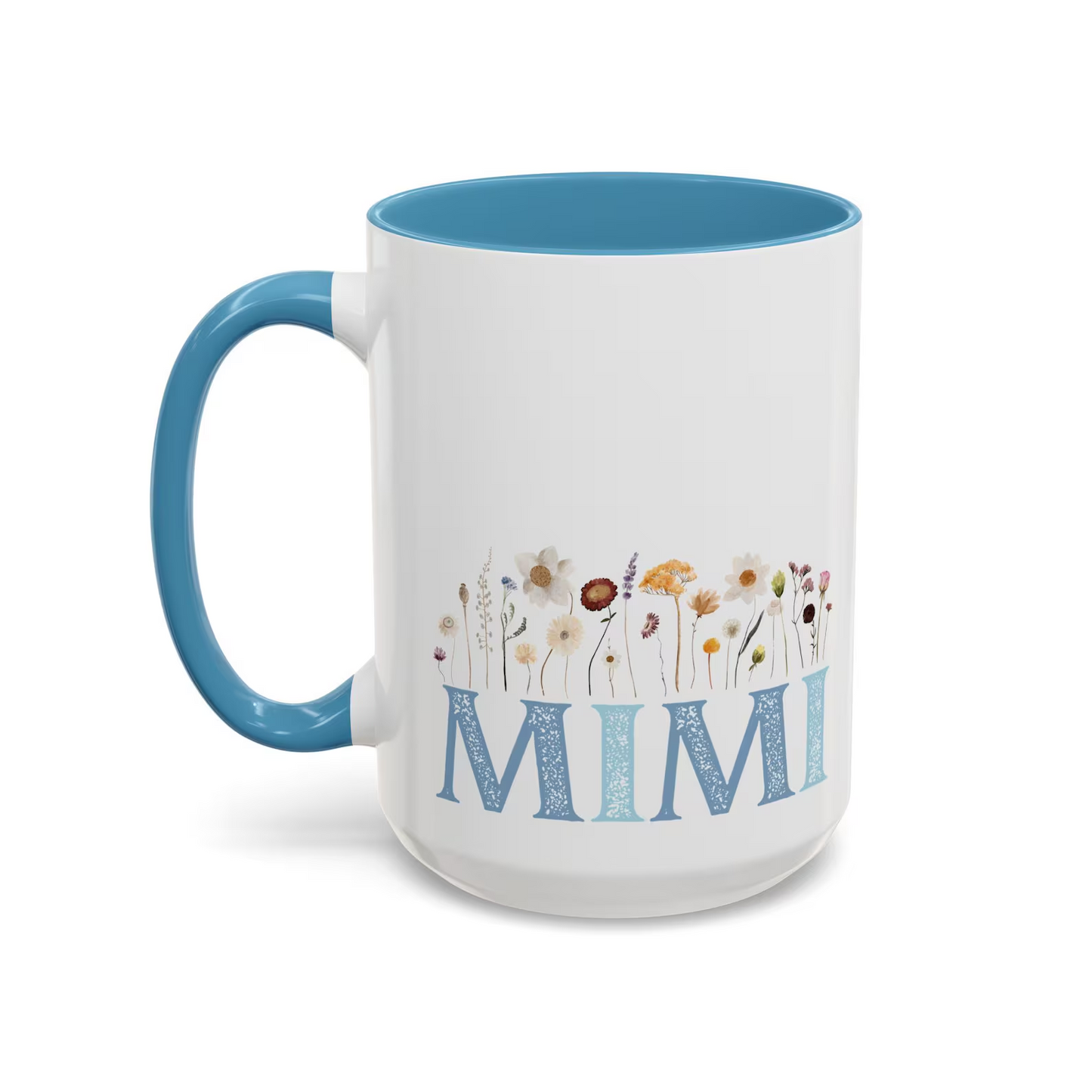 Mimi Accent Mug with Flowers, Grandma Gift, Mother's Day Present, Floral Coffee Cup, Personalized Tea Mug, Ceramic Drinkware