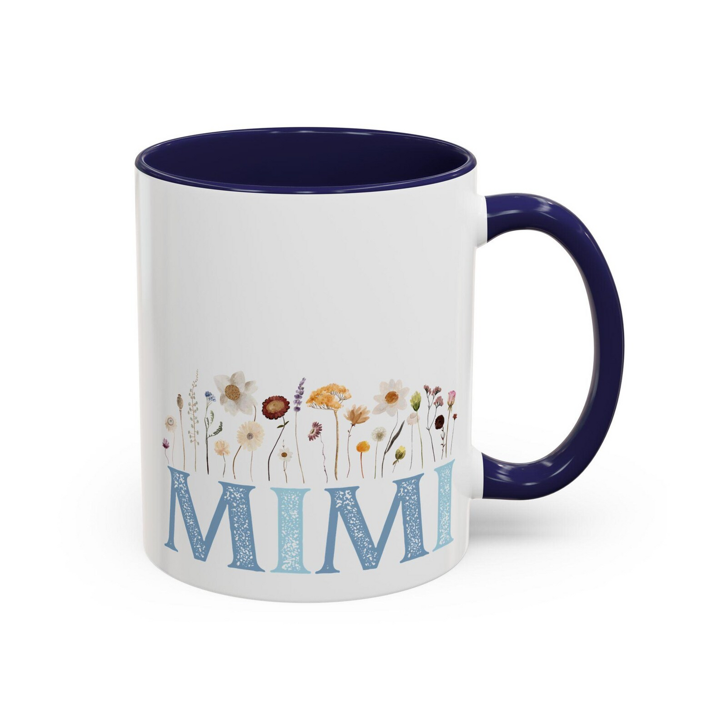 Mimi Accent Mug with Flowers, Grandma Gift, Mother's Day Present, Floral Coffee Cup, Personalized Tea Mug, Ceramic Drinkware