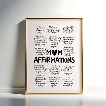 Mom Daily Affirmations Printable Wall Art Affirmation Poster Mother's Day Gift Positive Quotes Instant