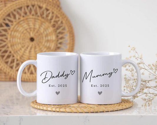 New Mum and Dad Mugs, Mummy and Daddy Mug Set, Mamma Mum To Be, Dad To Be, Gifts for New Parents, Baby Shower Gifts, Pregnancy Announcement