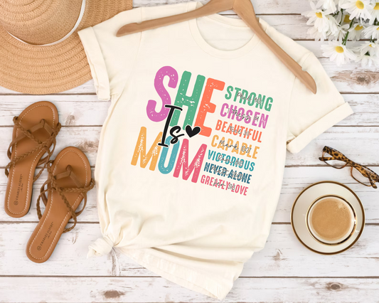 Retro She is Mom Sweatshirt, Christian Mom Shirt, She is Mom Shirt, Mom Bible Verse Shirt, Cute Mom Shirt, Mother's Day Gift, Religious Gift