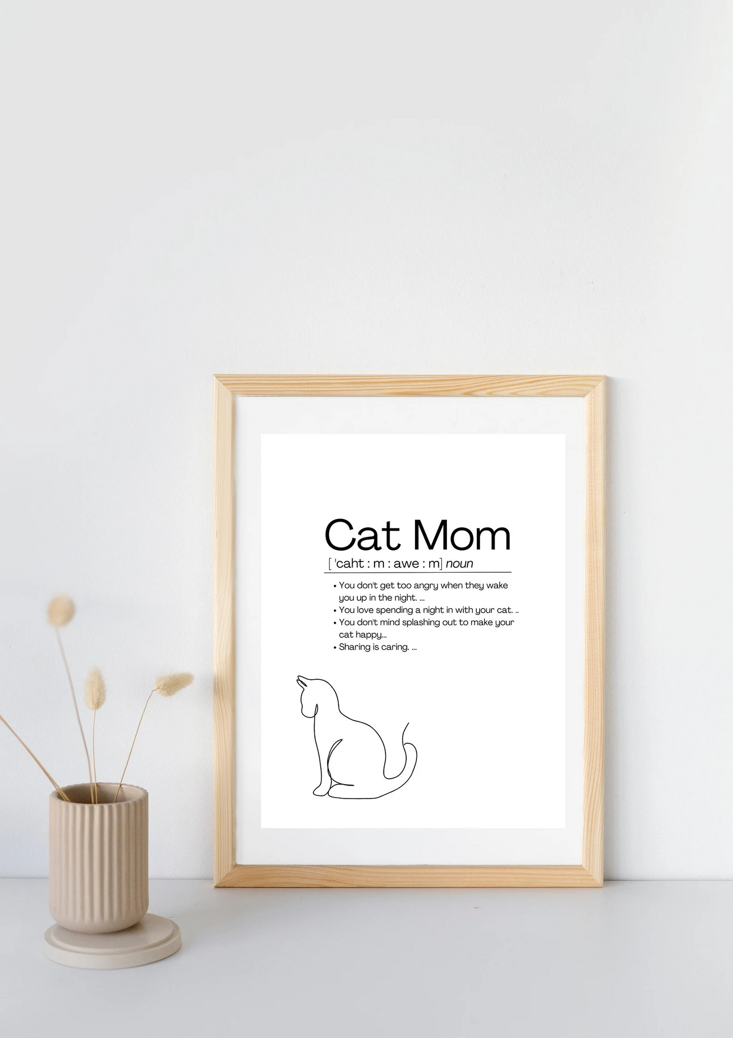 Cat Mom Definition Printable Wall Art | Cat Mom Poster | Mother's Day Gift | Cat Lovers Gift | Crazy Cat Lady Home Decor | Fineline Art