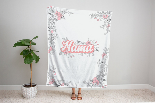 Soft Cozy Mothers Day Gifts for Grandma Personalized Floral Throw Blanket Birthday Gift for Her Flower Blanket Gift for Mom Mama