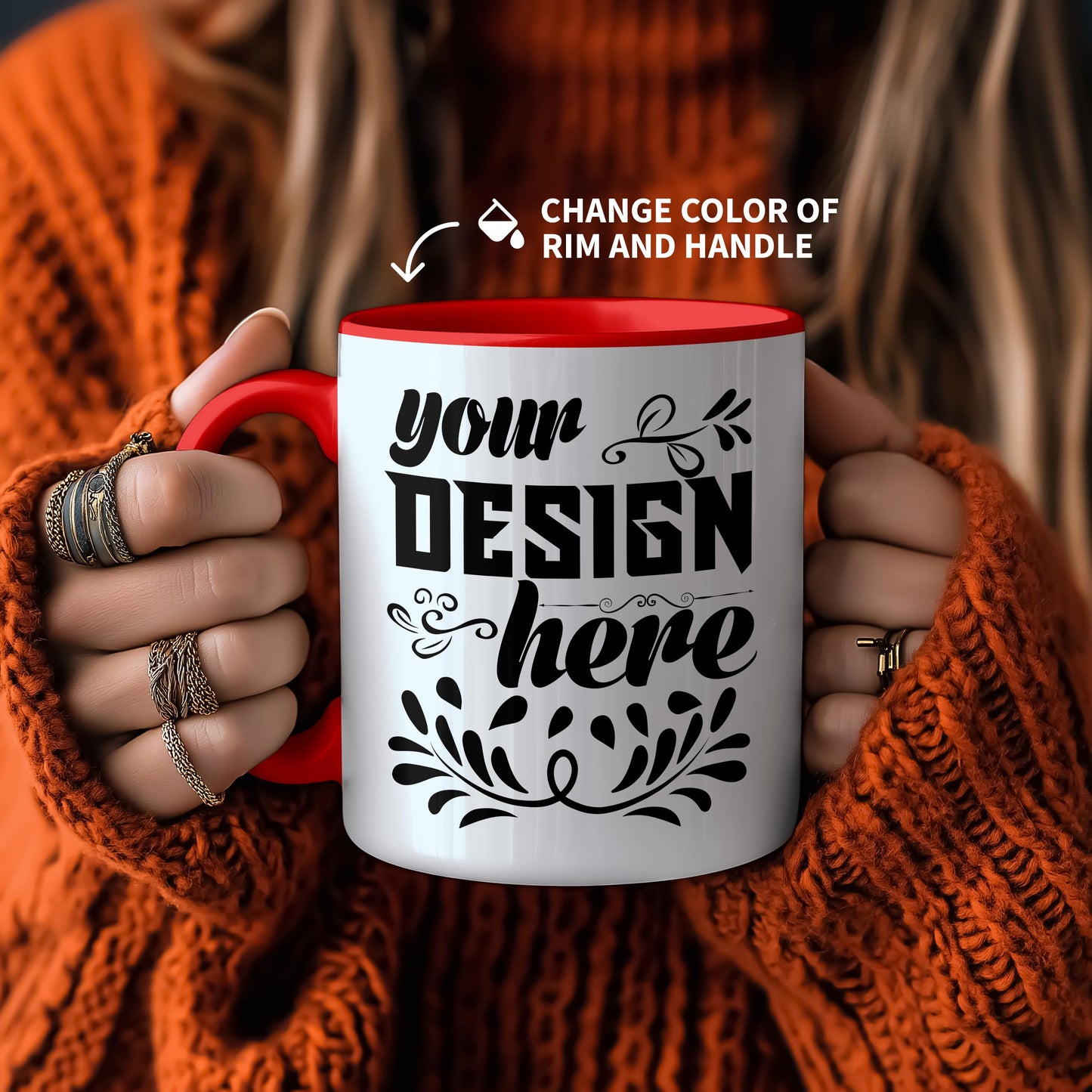 Mug Mockup PSD Woman Holding Two-Tone Coffee Accent Mug Mockup PSD Coffee-ng01acg1mth5004