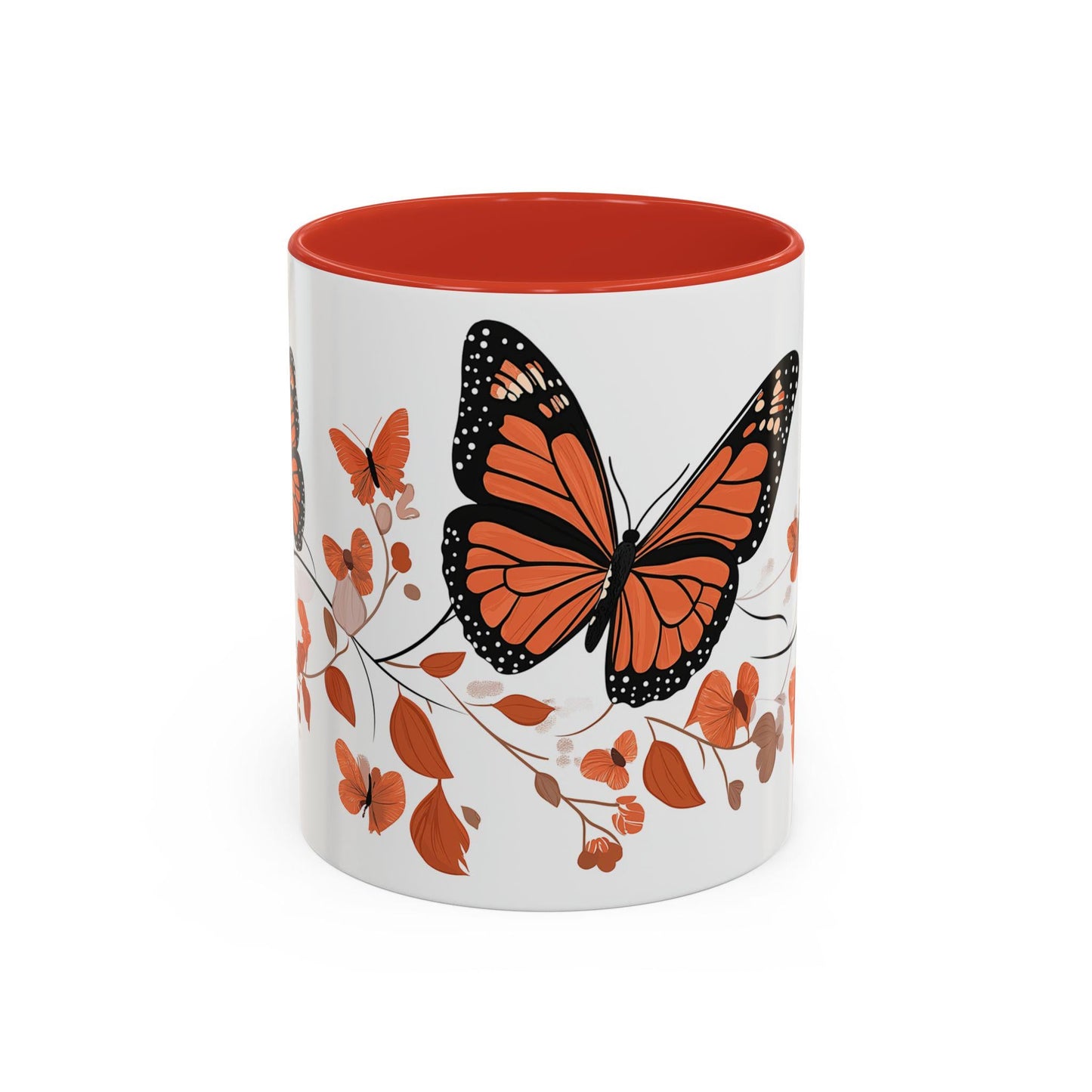 Butterfly Blossom Accent Coffee Mug, Floral Mug, Gift for Nature Lovers, Monarch Butterfly Mug, Home Office Decor-ng01acg1mth5005