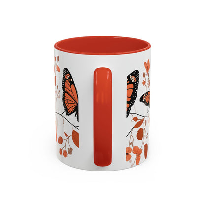 Butterfly Blossom Accent Coffee Mug, Floral Mug, Gift for Nature Lovers, Monarch Butterfly Mug, Home Office Decor-ng01acg1mth5005