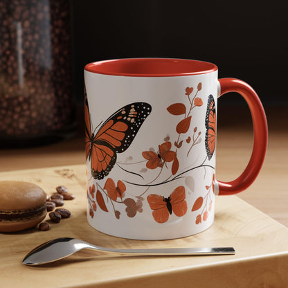 Butterfly Blossom Accent Coffee Mug, Floral Mug, Gift for Nature Lovers, Monarch Butterfly Mug, Home Office Decor-ng01acg1mth5005