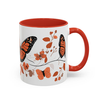 Butterfly Blossom Accent Coffee Mug, Floral Mug, Gift for Nature Lovers, Monarch Butterfly Mug, Home Office Decor-ng01acg1mth5005