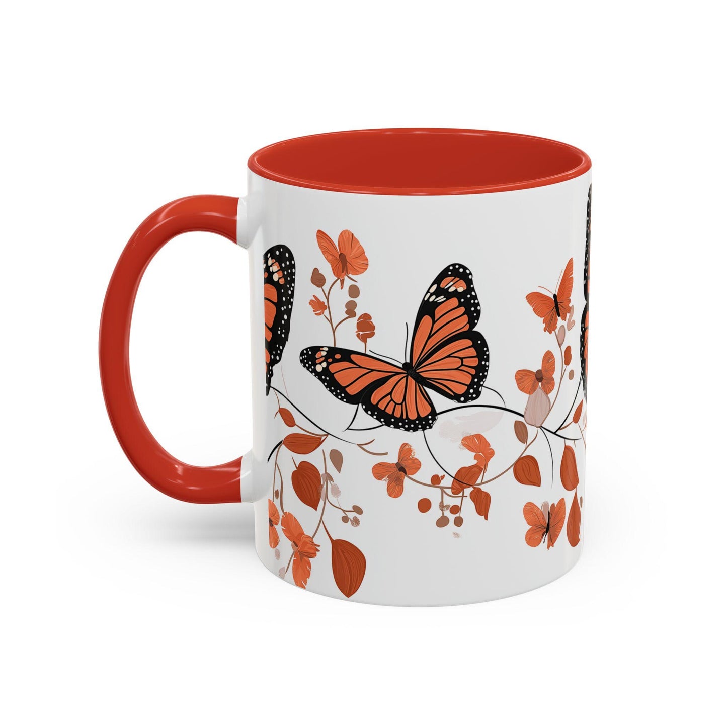 Butterfly Blossom Accent Coffee Mug, Floral Mug, Gift for Nature Lovers, Monarch Butterfly Mug, Home Office Decor-ng01acg1mth5005